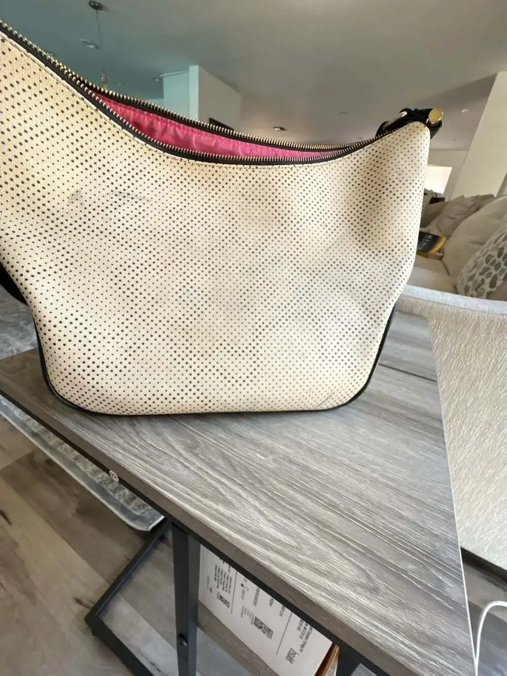 TOUS Perforated Hobo Shoulder Bag with Pink Lining